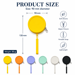 Porte-monnaie universel rond en silicone, mini étui pour écouteurs, sac de rangement portable pour câbles de données, petite pochette à bijoux pour femmes et enfants - Product Image 4