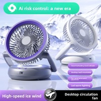 Neuer USB-Aufladbarer Tragbarer Faltbarer Luftzirkulationsventilator mit Bürstenlosem Motor und Eingebauter Batterie für Desktop-, Wand- und Bodennutzung