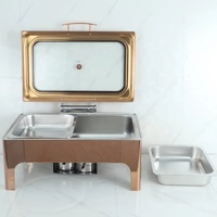 Nouveau Réchaud de Buffet Commercial de Luxe en Acier Inoxydable Durable 9L Or Rose pour Hôtels, Buffets, Traiteurs et Mariages