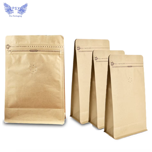 Kemasan Kopi Ramah Lingkungan dari Kertas Kraft Daur Ulang, Dapat Disesuaikan oleh Produsen, Alas Datar, Dapat Ditutup Kembali dengan Resleting - Product Image 1