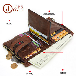 กระเป๋าสตางค์ผู้<span class=keywords><strong>ชาย</strong></span>แบรนด์ใหม่ หนังแท้ กระเป๋าใส่เหรียญขนาดเล็ก คลิปหนีบเงิน ป้องกันการโจรกรรมข้อมูล กระเป๋าใส่พาสปอร์ตขนาดเล็กแบบมีซิป - Product Image 5