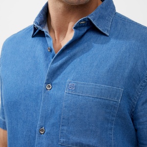 Camiseta Casual de Manga Corta para Hombre, Verano, Logotipo Personalizado, Clásica, Tejida, Color Sólido, Denim 100% Algodón, Transpirable, Serigrafiada - Product Image 6