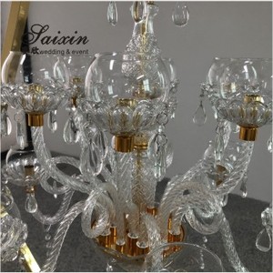 ZT-405G lampadari di cristallo in ferro battuto di lusso oro in piedi candelabri esagonali per decorazioni per eventi nuziali - Product Image 6