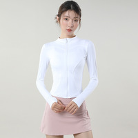 Haut de yoga extensible respirant pour femme, cardigan d'extérieur à manches longues, veste de sport amincissante pour la course à pied