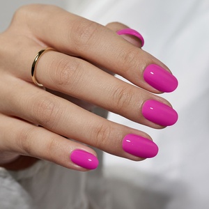 BTArtbox Luxury Acrylic Handmade Press on Nails Wholesale Short Oval Solid Color Soft Gel Halloween Rose Red Press on Nails Kit - Product Image 2