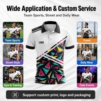 Polo géométrique personnalisé pour homme avec sublimation, logo personnalisé disponible, maillot d'équipe respirant pour événements sportifs en plein air