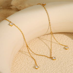 สร้อยคอทองคำประดับเพชรเซอร์โคเนียมสีขาว สำหรับใส่ทุกวัน XL323 - Product Image 1
