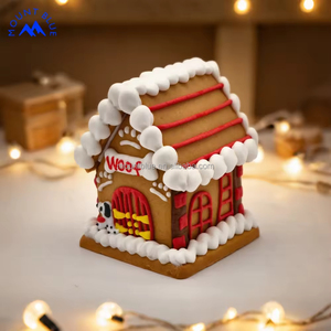 Boîte de biscuits pour animaux de compagnie en forme de maison en pain d'épices personnalisable, décoration de Noël, saveur chocolat, goût sucré, emballage familial - Product Image 2