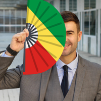 Vente en gros de drapeau de la République du Congo Éventails à main pliants en plastique Ventilateur à main pour carnaval, mariage, festival, fête, voyage