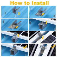 Pince de fixation solaire en aluminium épaissi pour toit, support solaire sans rail, mini-rail en U pour l'installation de panneaux de toiture métalliques trapézoïdaux