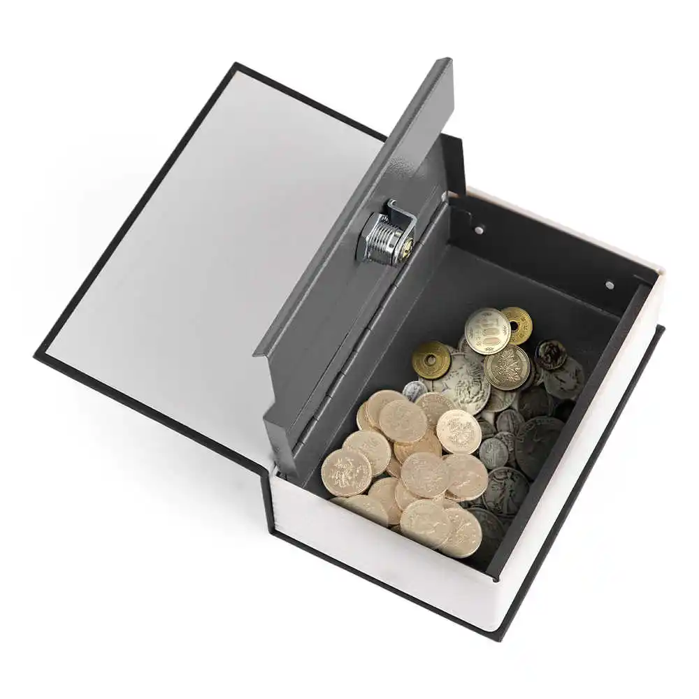 英語辞書形状お金節約ボックス安全な本コイン貯金箱キー現金コイン節約ボックスロックアップ収納ボックス