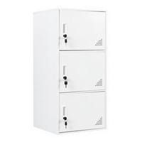 Casillero de Almacenamiento Pequeño de Acero con Múltiples Puertas y Cerradura con Llave para Oficina, Hogar, Gimnasio, Blanco
