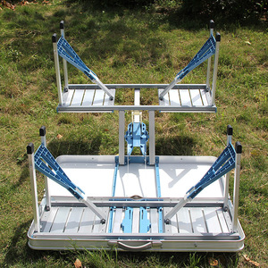 Mesa plegable de aleación de aluminio, rectangular, para 4 personas, portátil, para pícnic al aire libre, mesa para barbacoa, ligera, 9,5 kg, Jw-050 - Product Image 3