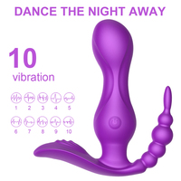 Vibrateur pour femme 3 en 1 avec perles anales, stimulation clitoridienne, télécommande, vibromasseur G-spot, vibromasseur portable