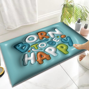 Alfombra de puerta 3D de dibujos animados de Navidad, rectangular, antideslizante, absorbente de agua, para el hogar, baño, lavable a máquina, tela tecnológica - Product Image 5