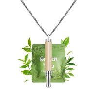 Collier de méditation respiratoire pour arrêter de fumer, soulager l'anxiété et le stress, pendentif en acier inoxydable et bois, inhalateur sans fumée, pleine conscience