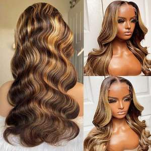 Wholesale <b>Blonde</b> <b>Lace</b> <b>Front</b> Remy Human Hair 13x4 Glueless Soft Kinky Straight 180 Density Highlight Frontal <b>Wigs</b> - Product Image 6