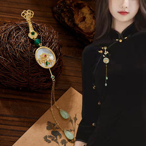 Plum Blossom Orchid Bamboo Chrysanthemum Tassel Brooch With Shell Pearl Jade Women's Fashion Pendant Gift Zinc Alloy Bezel - Product Image 2