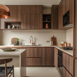 Gabinetes <span class=keywords><strong>de</strong></span> <span class=keywords><strong>Cocina</strong></span> <span class=keywords><strong>Modernos</strong></span> <span class=keywords><strong>de</strong></span> Estilo Antiguo, Sin Tiradores, <span class=keywords><strong>de</strong></span> Primera Calidad, Madera <span class=keywords><strong>de</strong></span> Nogal, Contrachapado, Encimera <span class=keywords><strong>de</strong></span> Mármol, Revestimiento Integrado, <span class=keywords><strong>Electrodomésticos</strong></span> Integrados - Product Image 1