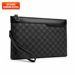 Pochette zippée rayée en PU pour homme, petit format, grande capacité, style décontracté et professionnel, portefeuille et sacoche de téléphone portable - Product Image 1