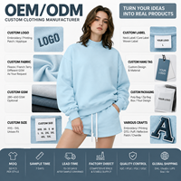 Sweat-shirt en molleton à col montant 350 GSM pour femme, couleur macaron, style streetwear américain, pull chaud, fabrication en marque blanche