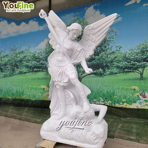 Statue grandeur nature personnalisée célèbre jardin blanc en marbre st. Statue de l'archange michel - Product Image 6
