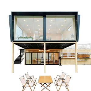 บ้านคอนเทนเนอร์ทรงสี่เหลี่ยมผืนผ้าดีไซน์ทันสมัยสำหรับร้านค้าพร้อมหน้าต่างกระจกและพื้นที่นั่งเล่นกลางแจ้ง - Product Image 4