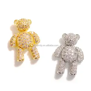 2023 Trend Bear Nails Luxury Flexible Press on Nails Bear Zircon Charms Color 3d Metal Nail Art DIY Designs