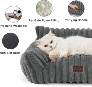 Canapé-lit pour animaux de compagnie, confortable et moelleux, pour chats et chiens d'intérieur, fond antidérapant, lavable, lit de couchage - Product Image 2