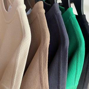 Pull-over en tricot unisexe OEM de haute qualité, T-shirt personnalisé uni, coupe oversize, gaufré, à manches courtes - Product Image 3