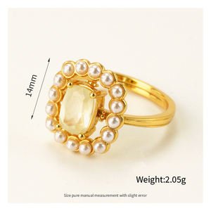 خواتم فاخرة للسيدات من الفضة عيار 925 مطلية بالذهب مع حجر الشيلتونيت الطبيعي واللؤلؤ للحفلات وحفلات الزفاف - Product Image 5