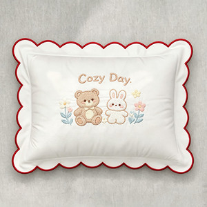Taie d'<span class=keywords><strong>oreiller</strong></span> rectangulaire de luxe brodée avec bordure rouge pour bébé, idéale pour la maison, l'hôpital, l'hôtel, cadeau de Noël - Product Image 4