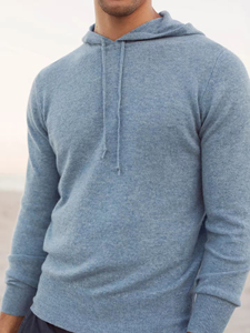 Nhà sản xuất áo len nam cao cấp mùa đông chất liệu cashmere mềm mại, logo tùy chỉnh, kiểu dáng trơn, chất liệu pha len cashmere và len, áo hoodie nam - Product Image 2