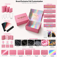 Fournisseur de boîtes personnalisées, boîte pliante en carton ondulé holographique rose, emballage cosmétique pour kits d'abonnement beauté