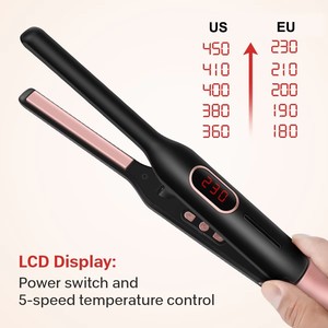 Mini plancha <span class=keywords><strong>de</strong></span> pelo y rizador 2 en 1 Popular, pantalla LCD, planchas planas cortas y pequeñas para rizos <span class=keywords><strong>de</strong></span> lana más finos, peinado para hombres - Product Image 6