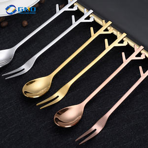 Cuchara creativa de acero inoxidable para helado, cuchara agitadora de café para pastel de entrepierna para el hogar, tenedor para ensalada de frutas - Product Image 2