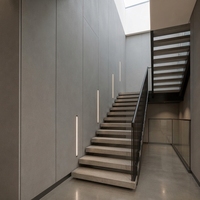 Panneau de revêtement mural intérieur texturé mat en fibro-ciment gris beige pour cuisine, couloir, escalier