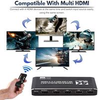Conmutador HDMI 4K, 4 puertos, 4 en 1, Out HDMI2.0b, compatible con HDCP 2,2, con Control remoto, interruptor automático