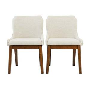 Modern Ellis Dining Chair <b>Set</b> of 2 - Beige <b>Linen</b> for Dining Room, Kitchen, Restaurant with Solid Wood Legs - Product Image 6