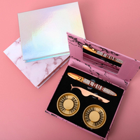 Yiernuo personnalisé 3D vison faux cils nouveau Design boîtes à cils emballage de cils ensemble 25mm propre marque en gros vison maquillage des yeux