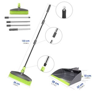 Balai rotatif en acier inoxydable avec brosses en plastique TPR, balai magique doux pour nettoyer les tapis et les sols, ensemble balai et pelle - Product Image 2