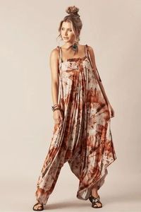 Mono de punto con efecto tie-dye estilo halter, de algodón, informal, holgado, de secado rápido, ideal para el verano y uso urbano. - Product Image 3