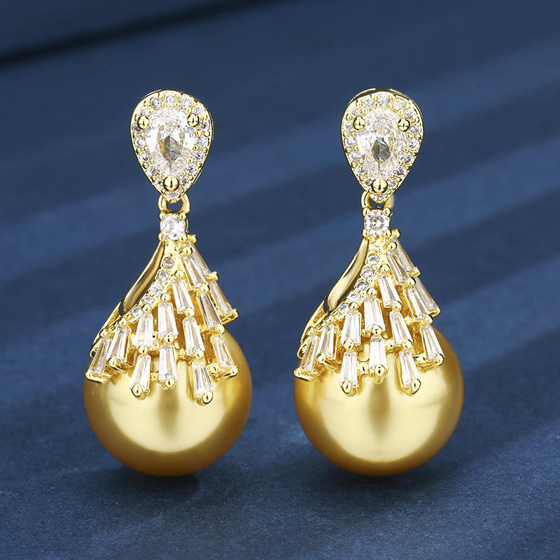 ต่างหูลูกปัดทอง