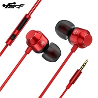 Gamming earphone & headphone musik berkabel, 3.5mm 1M logam dalam telinga + TPE tanpa lampu 3mw kabel FMC kompatibel ponsel