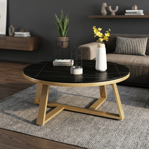 Elegant Iron Frame Wooden Top Modern Design Eco-Friendly Coffee <b>Table</b> Space Saving Living Room Bedroom Apartment Use - Product Image 4