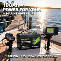 Baterai LiFePO4 12.8V 12V 100Ah Deep Cycle Pengganti untuk Aki Timbal Asam Surya RV Kelautan