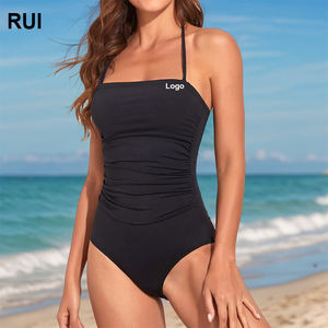 Traje de Baño RUIQUWIN 2025 de Una Pieza para Mujer, de Cintura Alta, Ecológico, de Color Sólido y con Recortes - Product Image 1