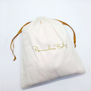 นำมาใช้ใหม่ผ้าฝ้ายธรรมชาติมินิมัสลิน Drawstring ถุงรองเท้าที่มีโลโก้ที่กำหนดเอง - Product Image 3