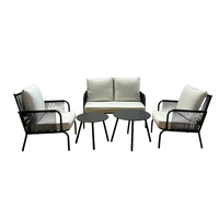 Juego de Patio de Aluminio Moderno de Estilo Americano Premium, Sofá de Lujo con Tejido de Cuerda, Cojines Impermeables y Diseño Lavable