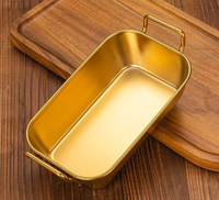 Assiettes à collation en acier inoxydable à double poignée, personnalisables et très vendues, pour barbecue et camping